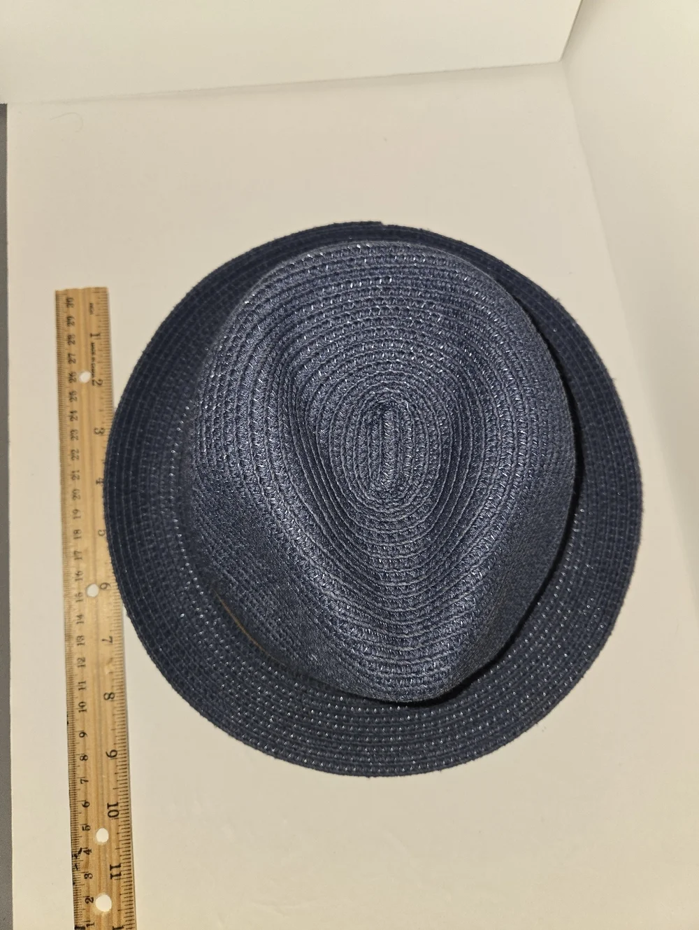 Navy Woven Fedora with Brown Band
